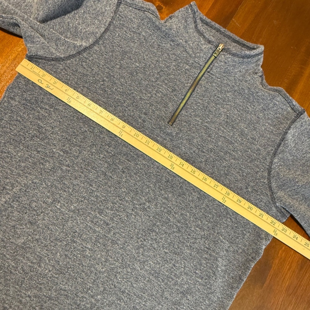 GAP Mens Quarter Zip Pullover Large Blue Marled Knit Mock Neck Casual Classic - Picture 6 of 7